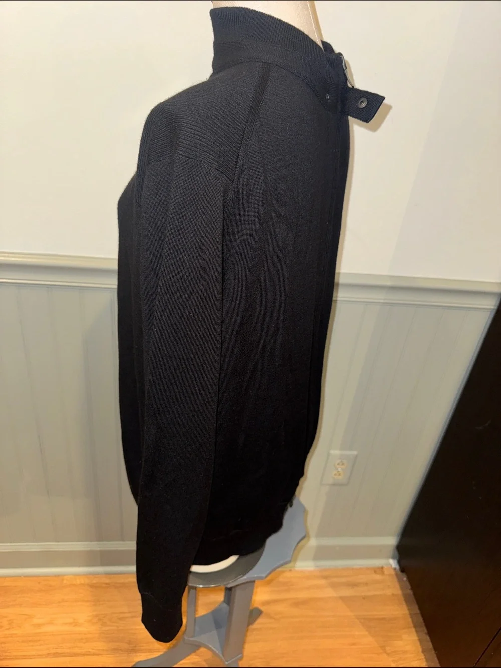 Banana Republic Men's Black Zip-Up Sweater extra fine 💯 merino  size Large